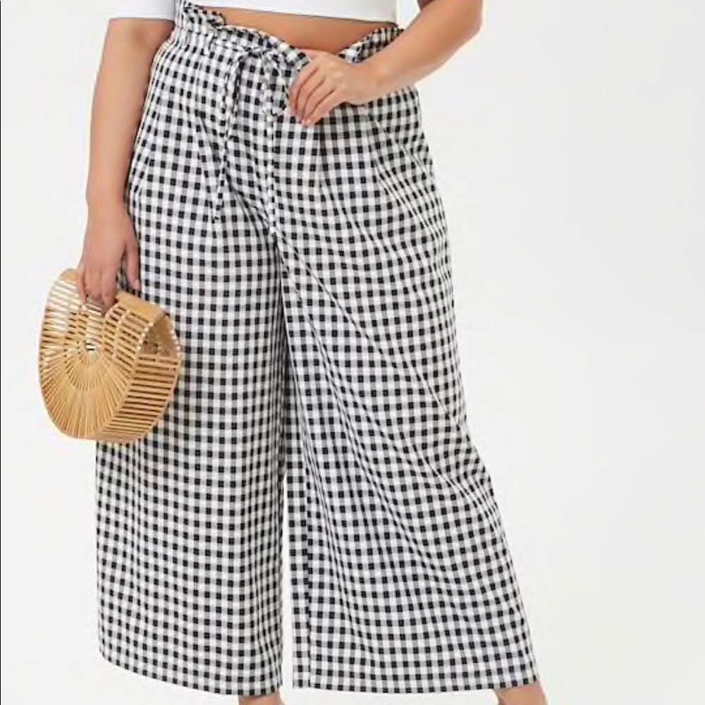 Gingham Wide Leg Pants